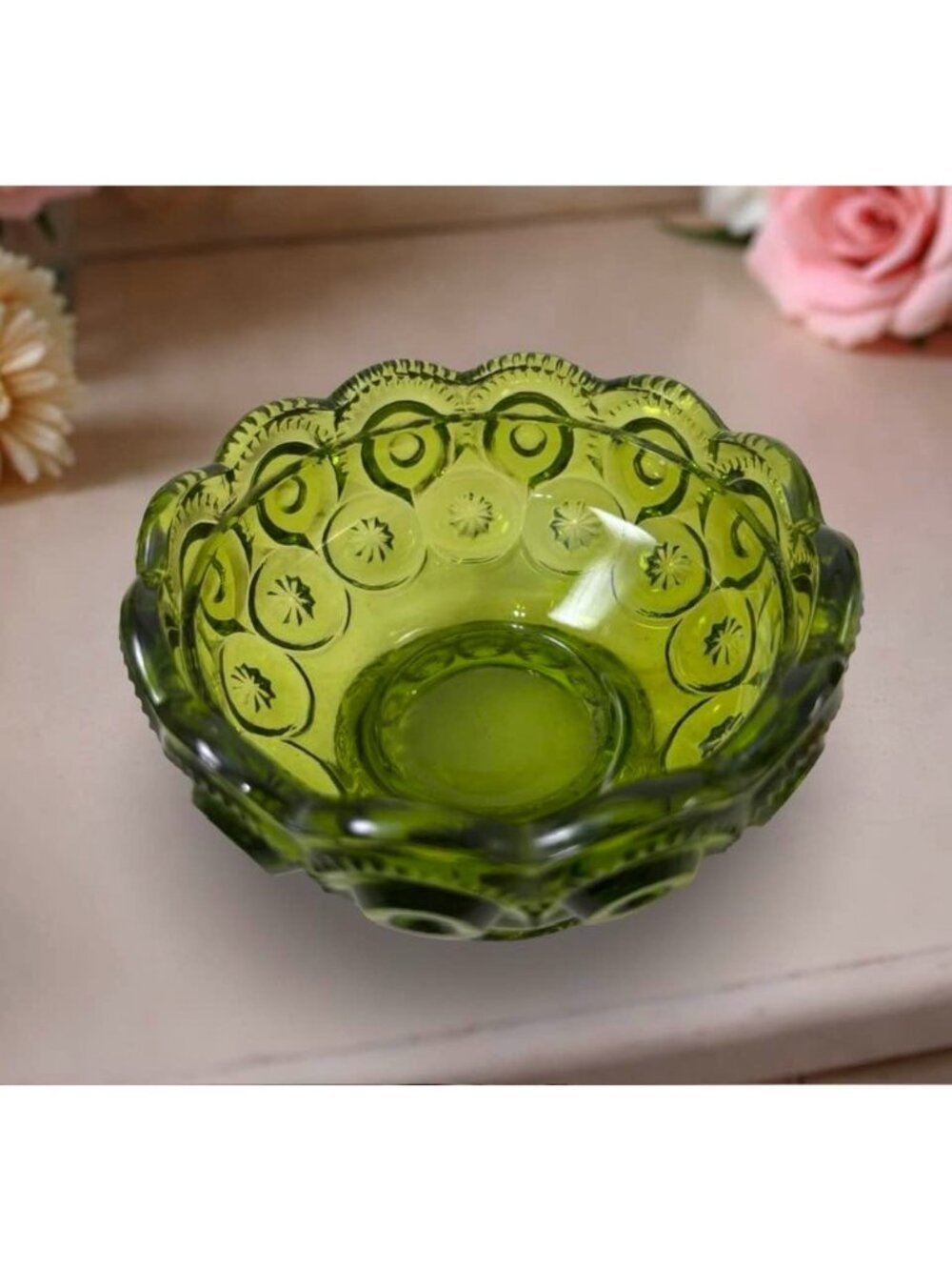 L E Smith Green Stars & Bars Glass Fairy Lamp Base Only - Picture 5 of 6